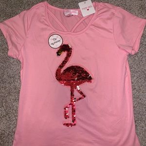 Girls Flamingo Sequined top